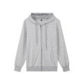 Zipper sweater thickened solid color hooded cardigan